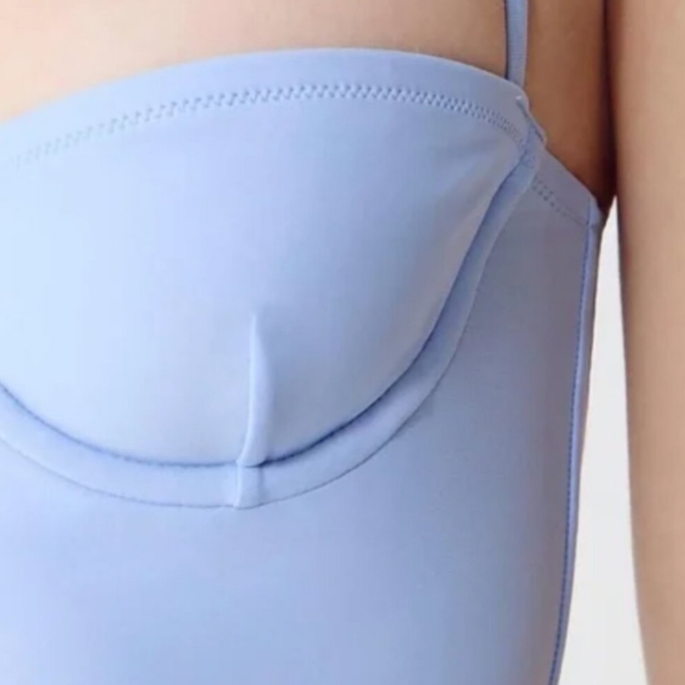 J. Crew Light Blue Heritage Balconette Underwire One Pc Swimsuit Sz4 NWT - Picture 4 of 9